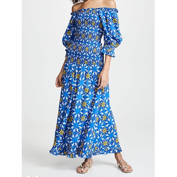 Rhode Eva Dress Blue Tile Size Xs New 